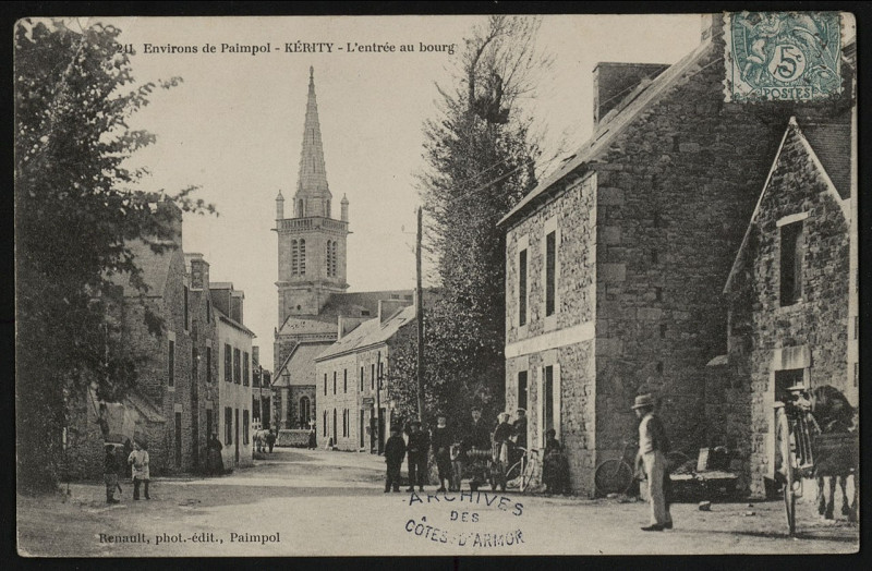 Carte postale ancienne Paimpol - Kérity entrée au bourg à Paimpol