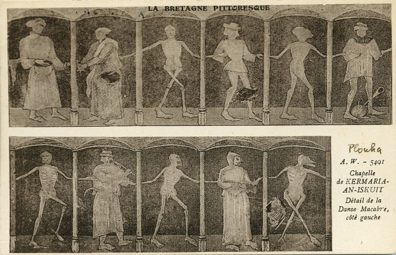 Carte postale ancienne Plouha - Chapelle de Kermaria-an-Iskuit Danse Macabre à Plouha