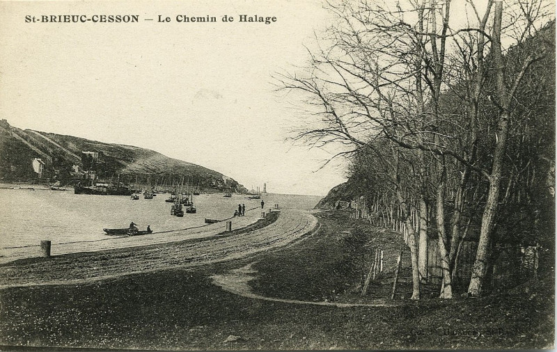Carte postale ancienne Saint-Brieuc - Chemin de halage à Saint-Brieuc