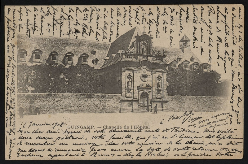 Carte postale ancienne Guingamp - Chapelle de l'Hôpital à Guingamp