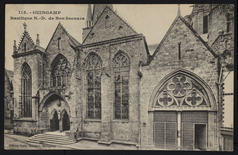Carte postale ancienne Guingamp - Basilique Notre-Dame de Bon-Secours à Guingamp