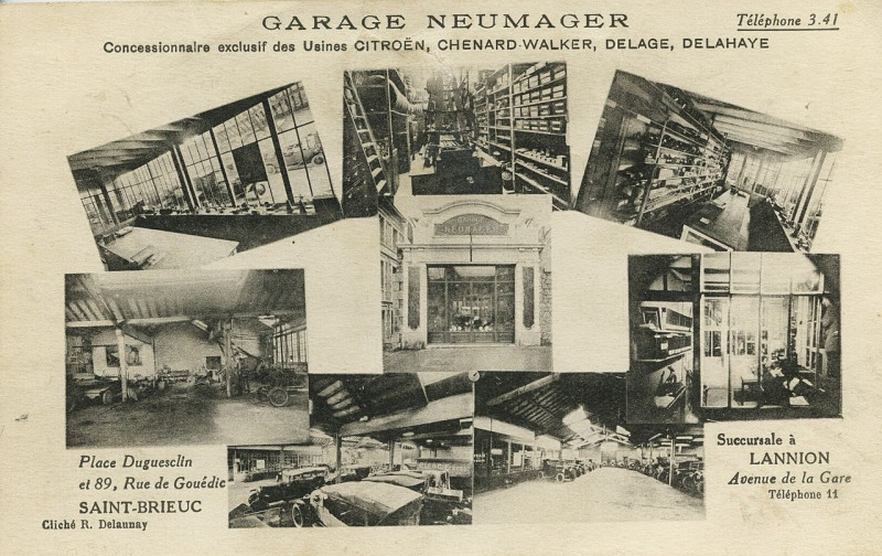 Carte postale ancienne Saint-Brieuc - Garage Neumager à Saint-Brieuc
