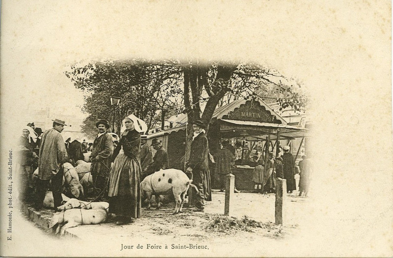 Carte postale ancienne Saint-Brieuc - Jour de foire à Saint-Brieuc