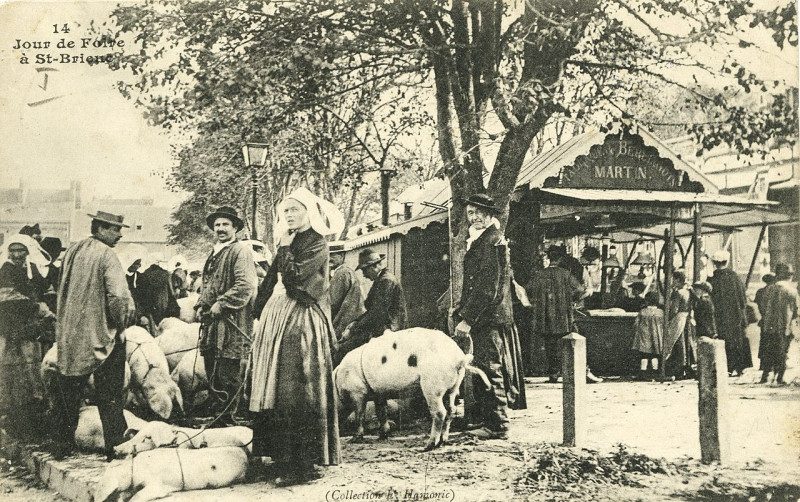 Carte postale ancienne Saint-Brieuc - Jour de foire à St-Brieuc à Saint-Brieuc
