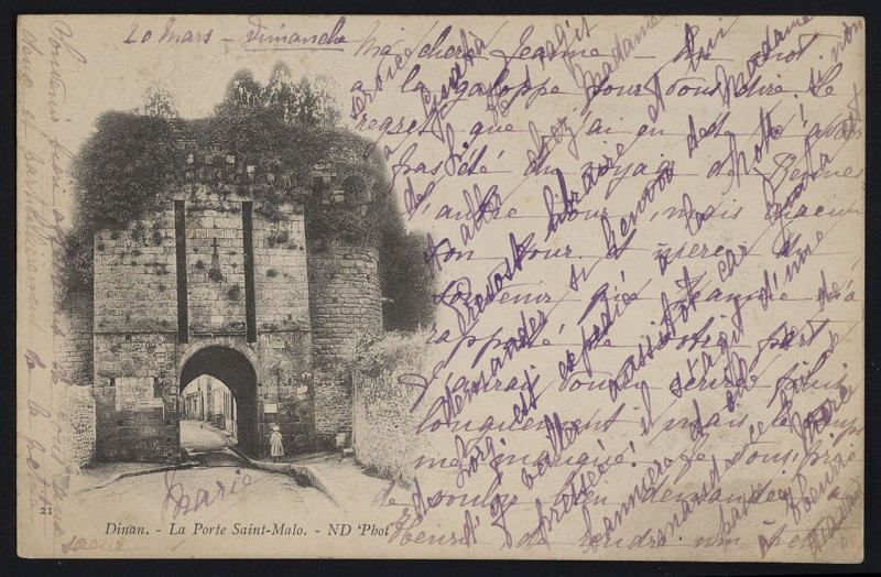 Carte postale ancienne Dinan - Porte Saint-Malo à Dinan