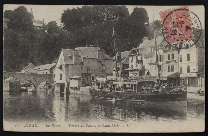 Carte postale ancienne La Rance - Départ du Bâteau de Saint-Malo à Lanvallay