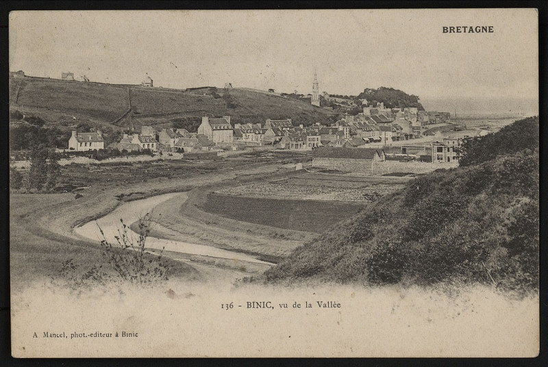 Carte postale ancienne Binic - Binic vu de la vallée à Binic-Étables-sur-Mer