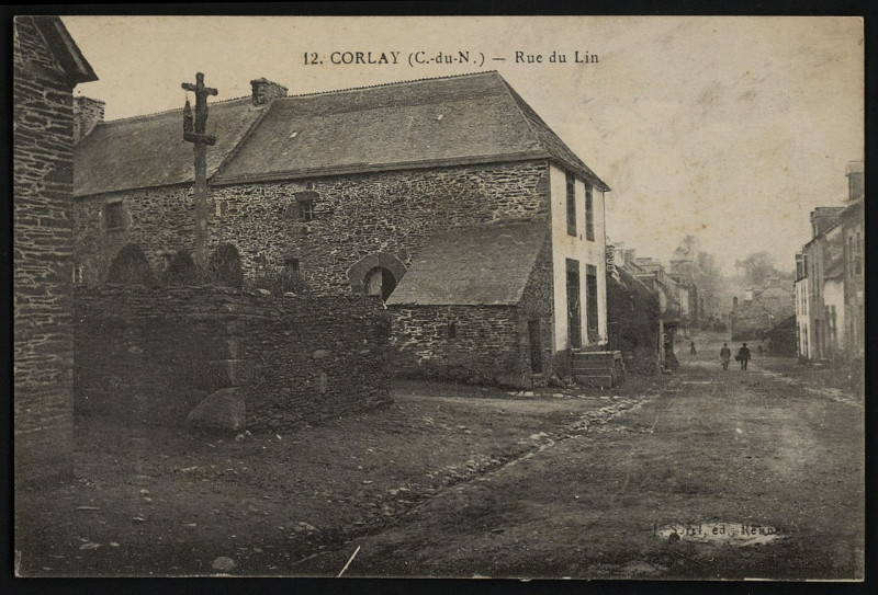 Carte postale ancienne Corlay - Rue du Lin à Corlay