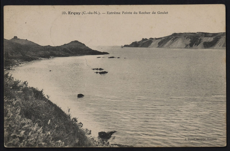 Carte postale ancienne Erquy - Extrème pointe du rocher du Goulet à Erquy