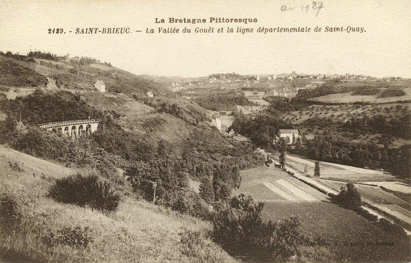 Carte postale ancienne Saint-Brieuc - Vallée du Gouët et ligne départementale de Saint-Quay à Saint-Brieuc