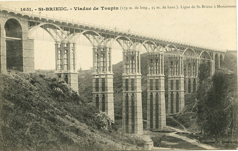Carte postale ancienne Saint-Brieuc - Viaduc de Toupin à Saint-Brieuc