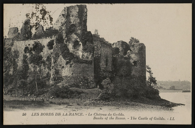 Carte postale ancienne Le Guildo - Bords de la Rance et château à Saint-Cast-le-Guildo