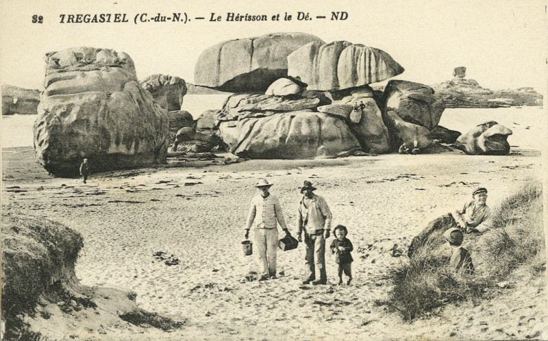 Carte postale ancienne Trégastel - Hérisson et le Dé à Trégastel