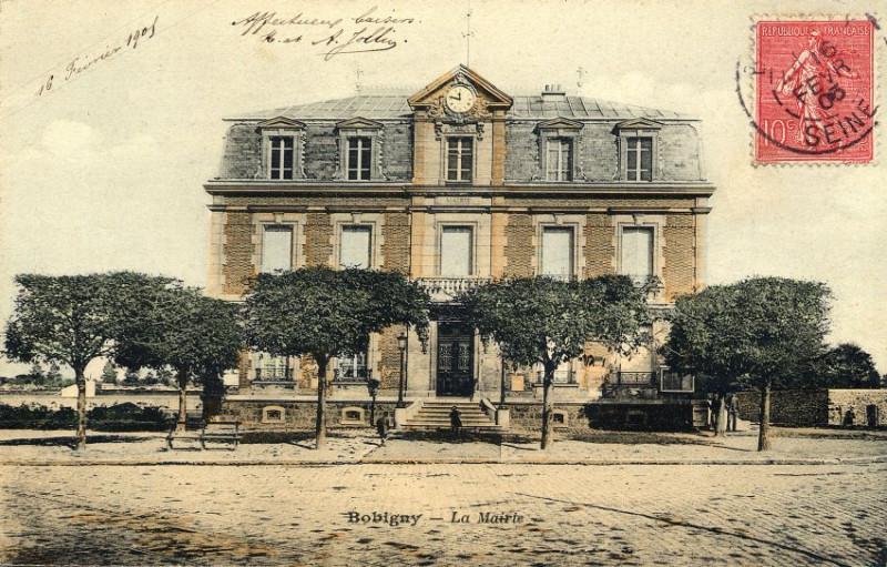 Carte postale ancienne Bobigny Mairie Conservatoire 1905