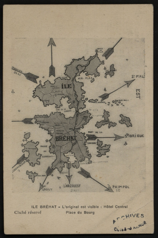Carte postale ancienne Ile-de-Bréhat - Plan de l'île à Île-de-Bréhat