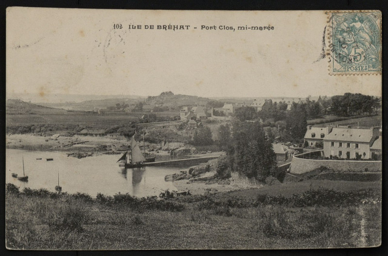 Carte postale ancienne Ile-de-Bréhat - Port-Clos à mi-marée à Île-de-Bréhat