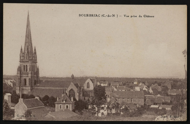 Carte postale ancienne Bourbriac - Vue prise du château à Bourbriac