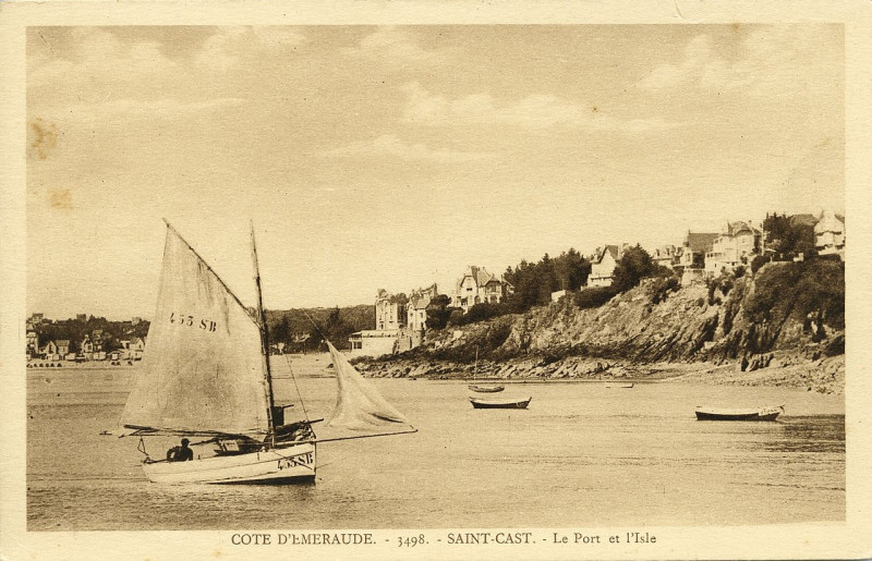 Carte postale ancienne Saint-Cast - Port et l'Isle à Saint-Cast-le-Guildo