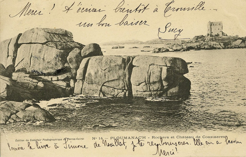 Carte postale ancienne Trégastel - Rochers et Château de Coastaérès à Trégastel