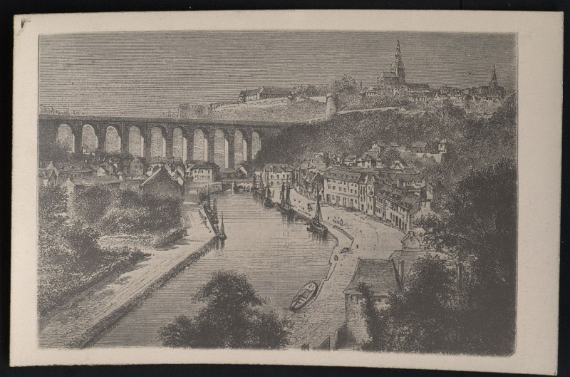 Carte postale ancienne Dinan - Le port et le viaduc à Dinan
