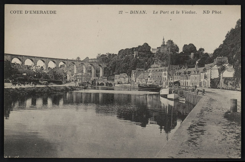 Carte postale ancienne Dinan - Port et viaduc au Mené