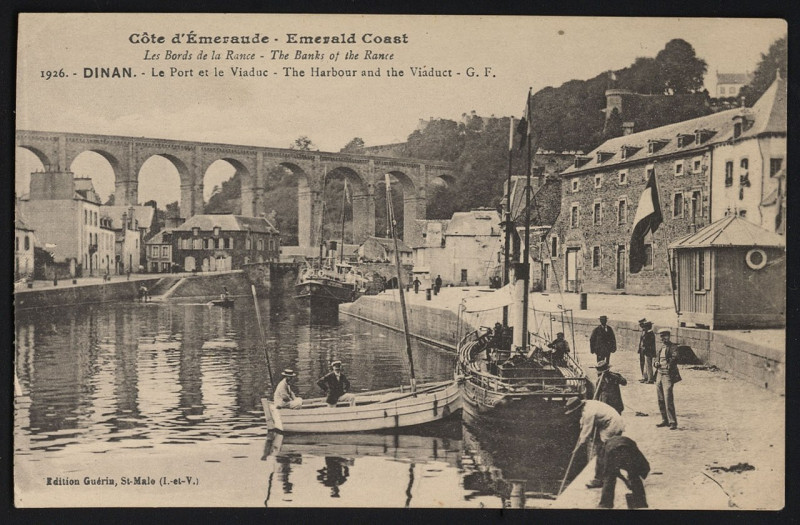 Carte postale ancienne Dinan - Port et viaduc au Mené