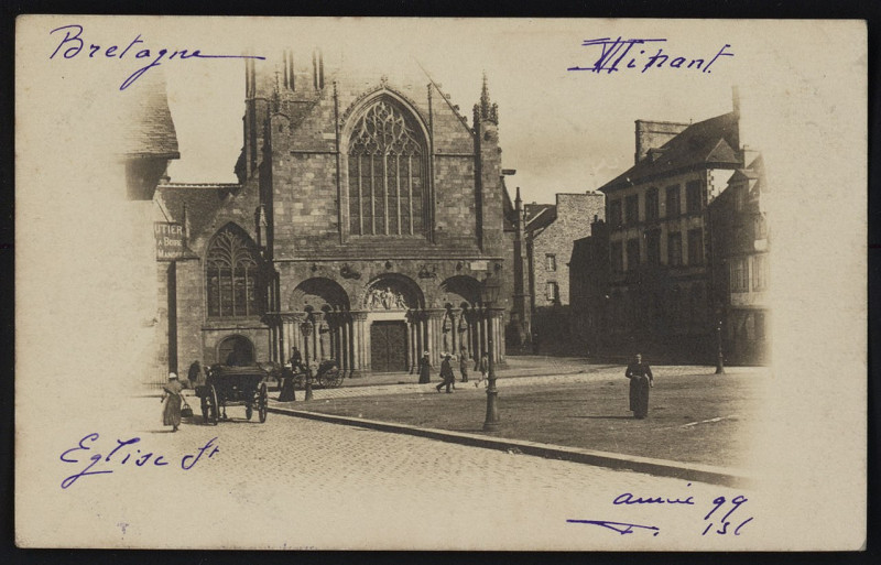 Carte postale ancienne Dinan - Eglise Saint-Sauveur à Dinan