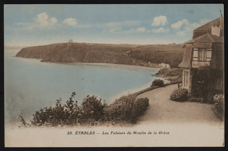 Carte postale ancienne Etables-sur-Mer - Falaises du moulin de la grève à Binic-Étables-sur-Mer