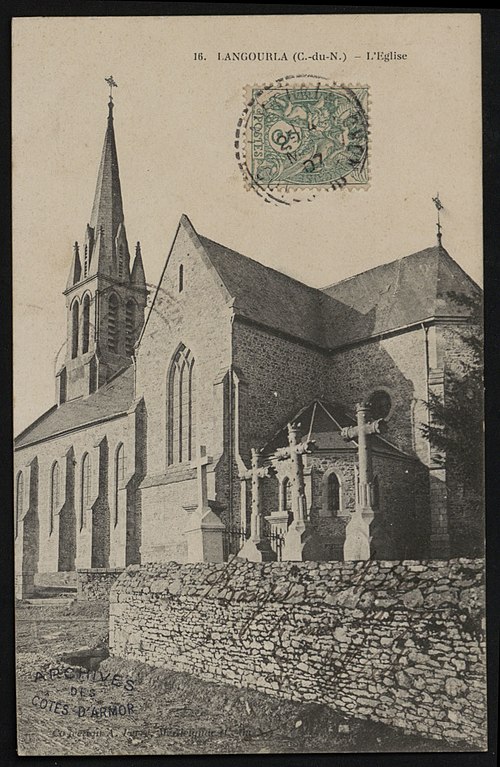 Carte postale ancienne Langourla - Eglise au Mené