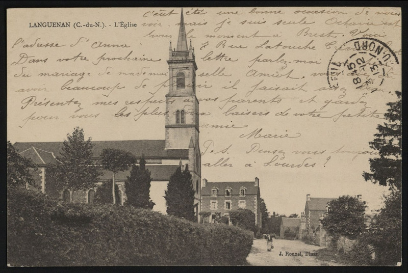 Carte postale ancienne Languenan - Eglise à Languenan
