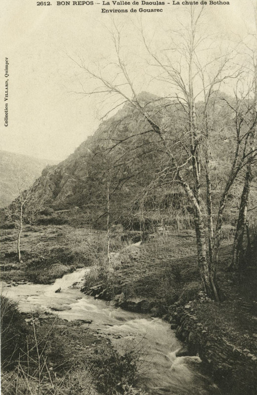 Carte postale ancienne Saint-Gelven - Bon-Repos vallée de Daoulas chute de Bothoa à Bon Repos sur Blavet