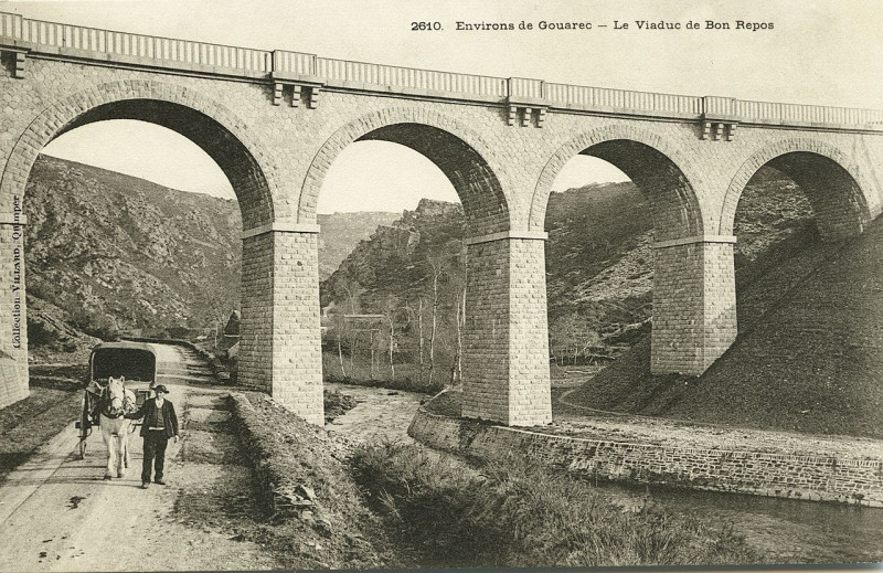 Carte postale ancienne Saint-Gelven - Bon-Repos vallée de Daoulas chute de Bothoa à Bon Repos sur Blavet