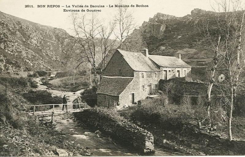 Carte postale ancienne Saint-Gelven - Bon-Repos vallée de Daoulas moulin de Bothoa à Bon Repos sur Blavet