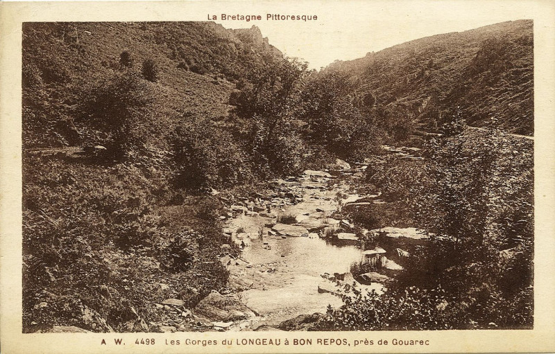 Carte postale ancienne Saint-Gelven - Gorges du Longeau à Bon-Repos à Bon Repos sur Blavet