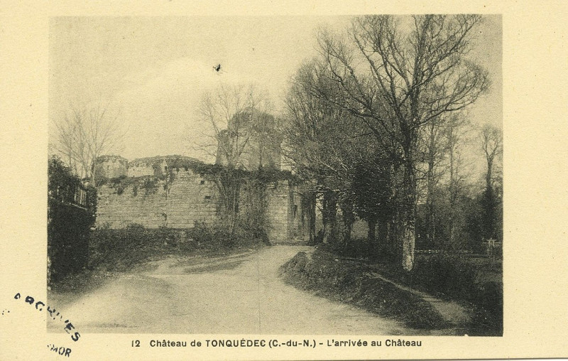 Carte postale ancienne Tonquédec - Arrivée au château à Tonquédec