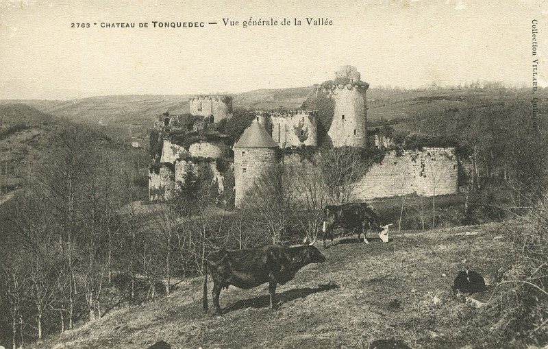 Carte postale ancienne Tonquédec - Château vue générale de la vallée à Tonquédec