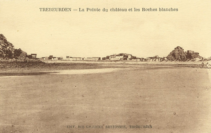 Carte postale ancienne Trébeurden - Pointe du Château et les Roches Blanches à Trébeurden
