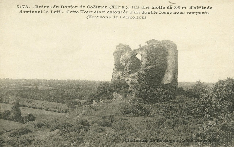 Carte postale ancienne Tréméven - Ruines du donjon de Coëtmen à Tréméven