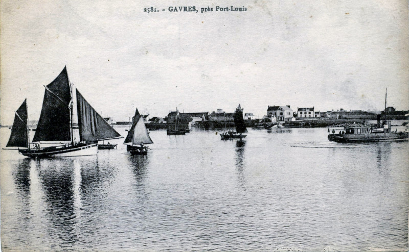 Carte postale ancienne Bateaux à Gâvres vers 1910