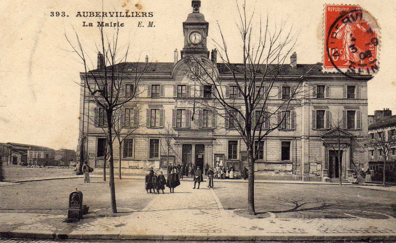 Carte postale ancienne Aubervilliers.Mairie.1908