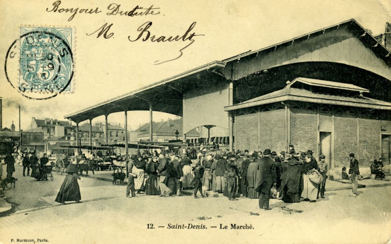 Carte postale ancienne Saint-Denis.Marche de Saint-Denis