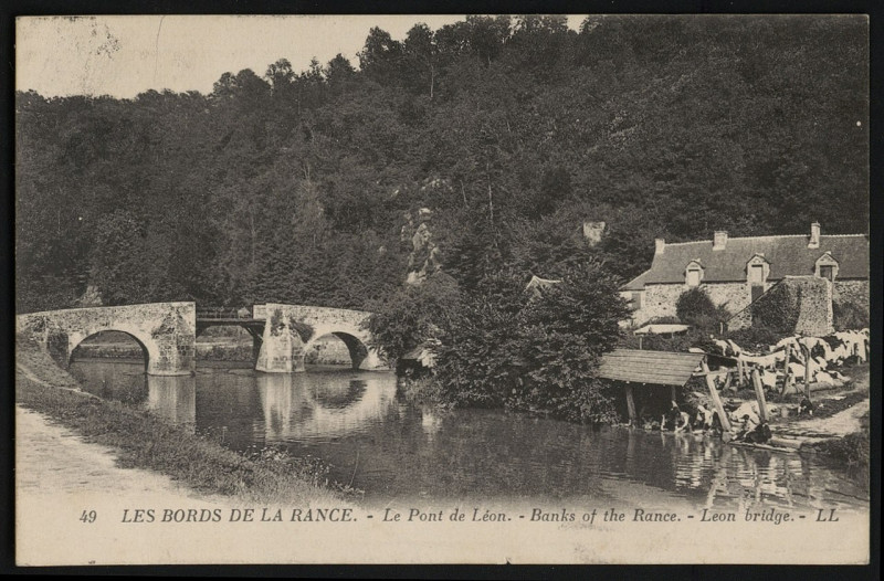 Carte postale ancienne Léhon - Pont de Léon à Dinan