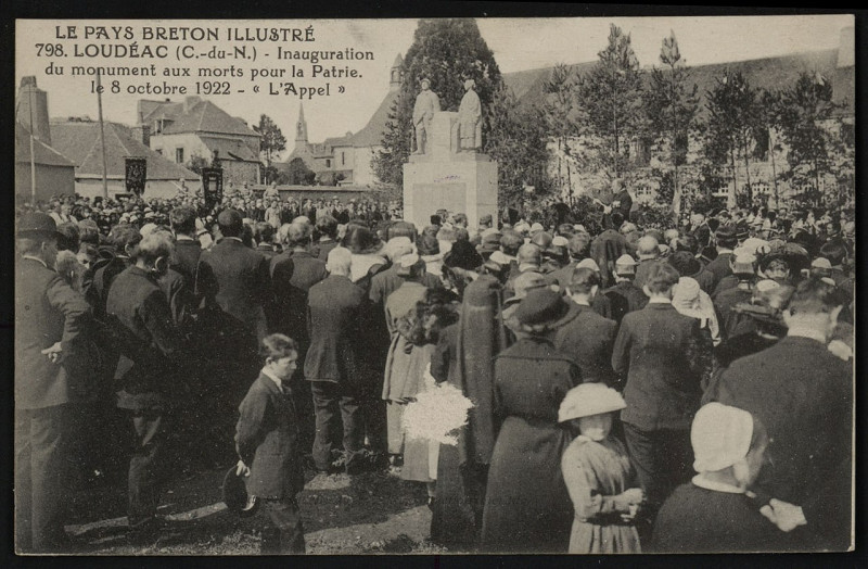 Carte postale ancienne Inauguration du monument aux morts pour la Patrie - Le 8 octobre 1922 - « L'Appel » à Loudéac