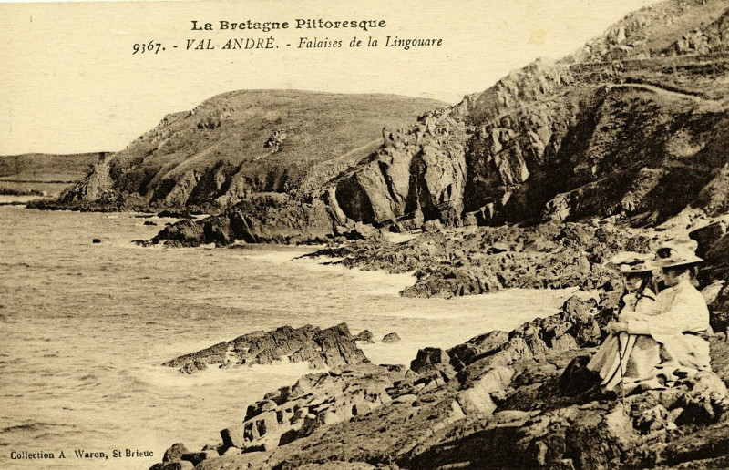 Carte postale ancienne Pléneuf-Val-André - Falaises de la Lingouare à Pléneuf-Val-André