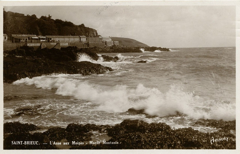 Carte postale ancienne Plérin - Anse aux Moines marée montante à Plérin
