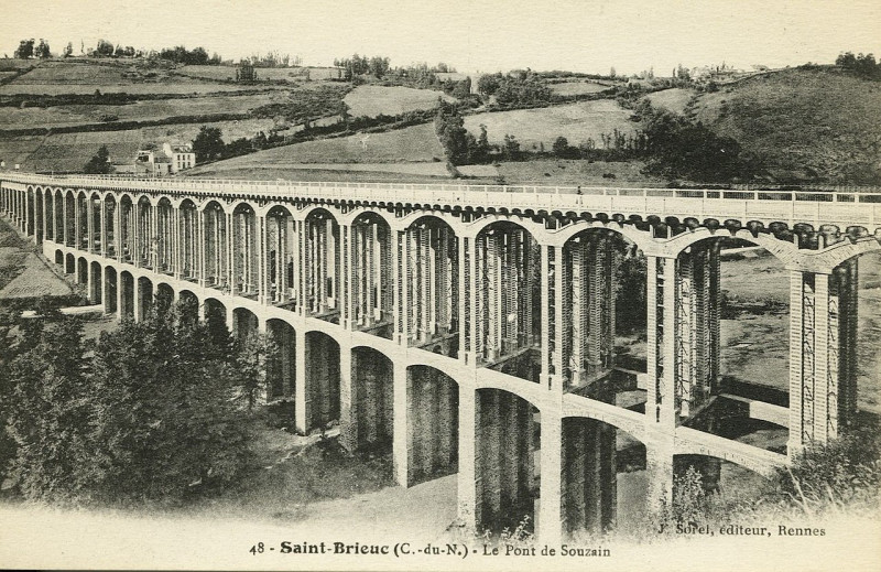 Carte postale ancienne Plérin - Pont de Souzain à Plérin
