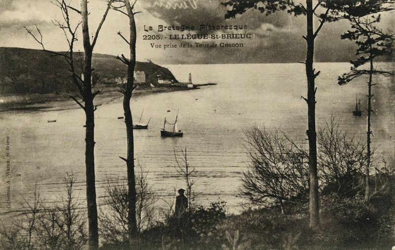 Carte postale ancienne Plérin - Vue prise de la tour de Cesson à Plérin
