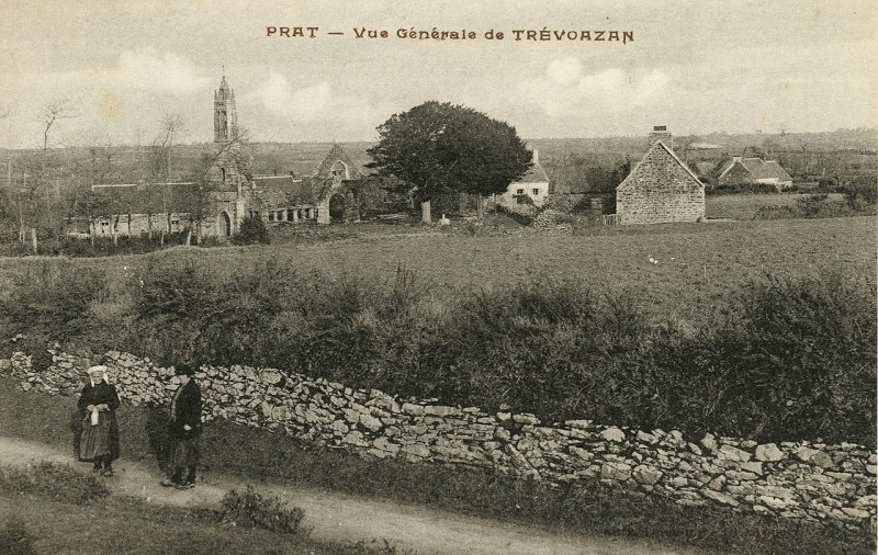 Carte postale ancienne Prat - Vue générale de Trévoazan à Prat