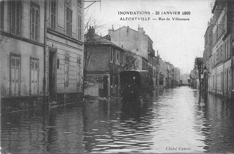 Carte postale ancienne Alfortville overstroming 1910