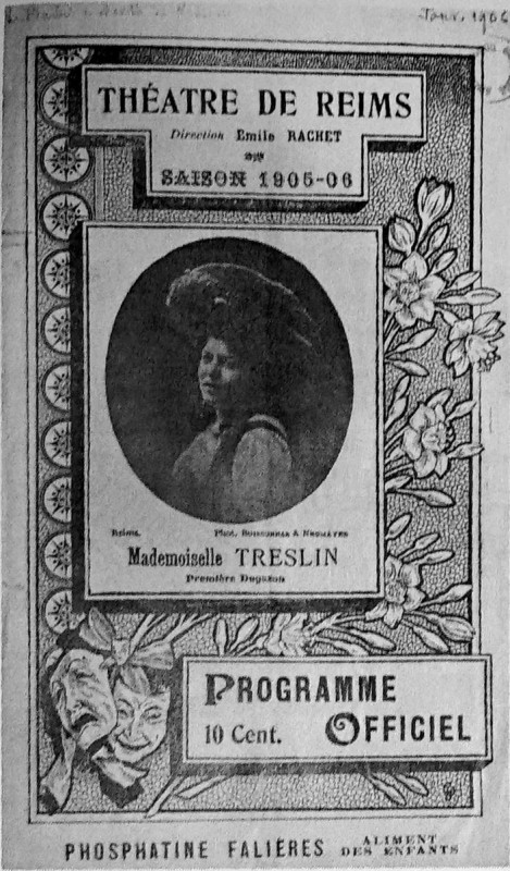 Carte postale ancienne Programme 1905 06 theatre reims 1100321